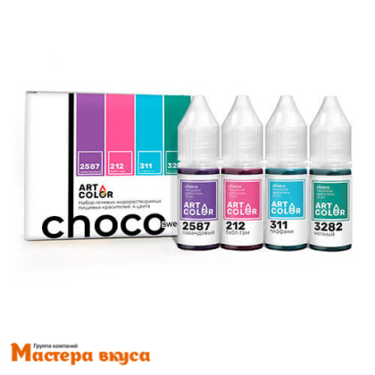Набор гелевых жирорастворимых красителей Art Color Choco Sweety, 10 мл (4 цвета) 