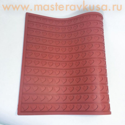 Коврик текстурный силиконовый 55*39 см, для бисквита СЕРДЦА, Silikomart (Италия)