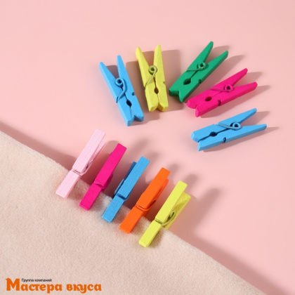 Декор прищепки, Разноцветные, (набор 10 шт), 3*0,5*0,3 см