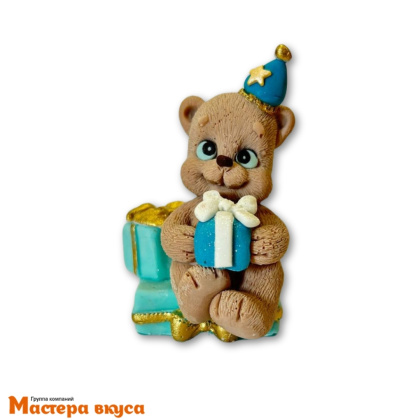 Фигурка из шок. глазури "Мишка с подарком", h~6,5 см