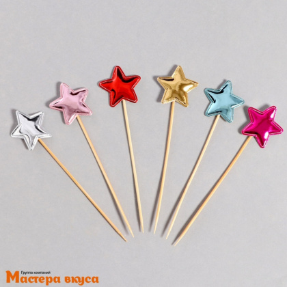 Шпажки "Звёздочки", дерево, 15 см (набор 24 шт)