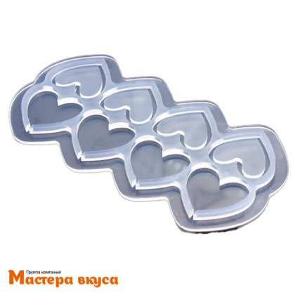 Форма для леденцов силиконовая погремушка СЕРДЕЧКИ, (8 ячеек) d 5 см