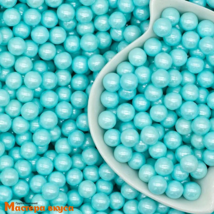 Посыпка Шарики сахарные Жемчуг ГОЛУБОЙ перламутр (7мм), 25 гр