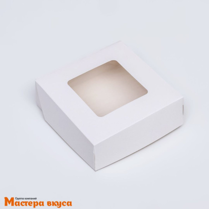 Упаковка для пряников и печенья с окном 11,5*11,5*4 см (белая)