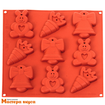 Форма силиконовая  Silikomart ПАСХАЛЬНОЕ ПЕЧЕНЬЕ-ИГРУШКИ Зайки и морковки, (Италия)