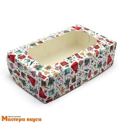 Упаковка для зефира и печенья с окном 250*150*70 мм (Акварель)