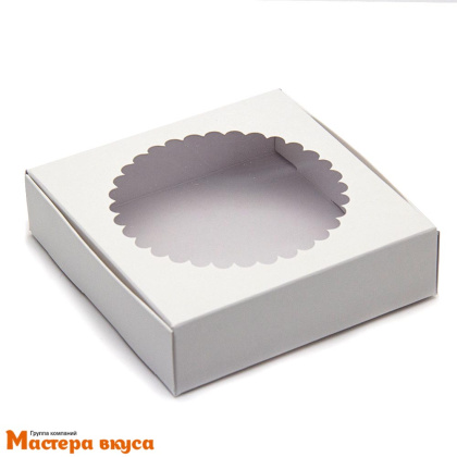 Упаковка для пряников и печенья с окном 11,5*11,5*3 см (белая)