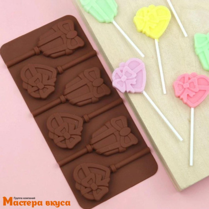 Форма для леденцов силиконовая  ПОДАРОК С БАНТИКОМ, (6 ячеек) 21,2*9,8*1 см