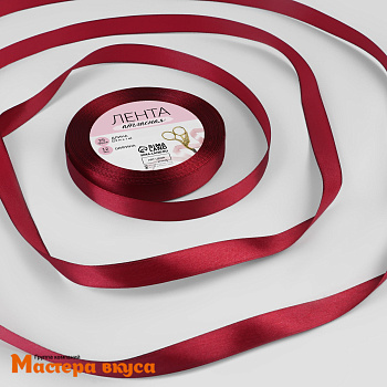Лента атласная, ВИШНЕВАЯ, 12мм, ~23м