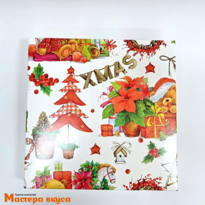 Упаковка для пряников и печенья с прозр. крышкой 200*200*35 мм (XMAS) (2-д)