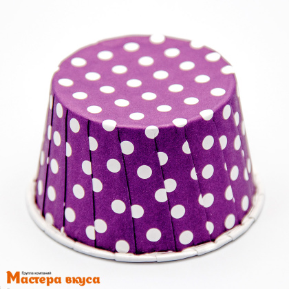 Форма бумажная Маффин 50*40 мм, ламинированная ФИОЛЕТОВАЯ В ГОРОХ