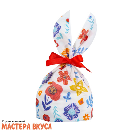 Пакет для сладостей  с завязками-ушками 12*22 см, "Луговые цветы"