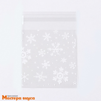 Пакет для пряников и сладостей 10*10 см, с клеевым клапаном, "Снежинки" (упак 10 шт)