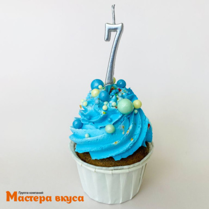 Свеча-цифра "МИНИ", серебро - 7  (h-4.5см)