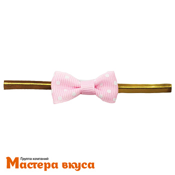 Твист-лента бант РОЗОВЫЙ в горошек, 8 см, (упак 10 шт)