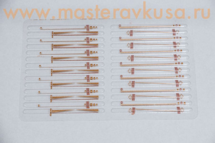 Форма-лист для шоколада Блисттершок с переводным рисунком ПАЛОЧКИ, золото, 48 фигур