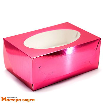 Коробка для  6 капкейков с окном, 235*160*100 мм (фуксия) (2-д)