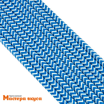 Трубочки бумажные, 20 см (упак 20 шт)  белые/синие "Зигзаг"