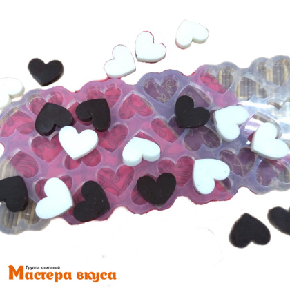 Молд силиконовый СЕРДЕЧКИ коврик, 30 ячеек, 2,8*2,3 см