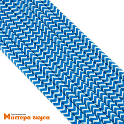 Трубочки бумажные, 20 см (упак 20 шт)  белые/синие "Зигзаг"