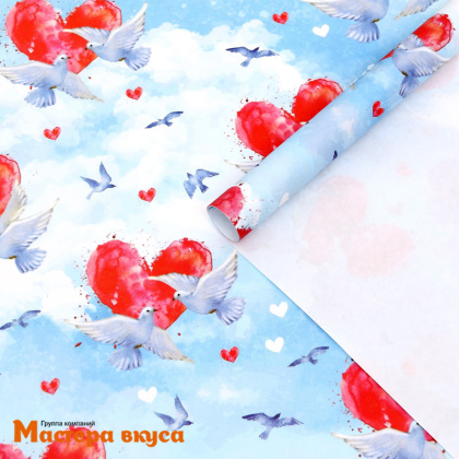 Бумага упаковочная "Любовь и голубь", 50*70 см