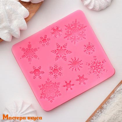 Молд силиконовый СНЕЖИНКИ 13в1, 8,6*8,6 см 