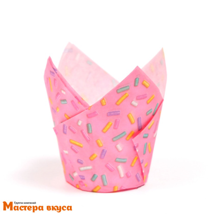 Форма бумажная Тюльпан d50 h80 "Сладкая посыпка", упак 12шт