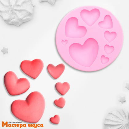 Молд силиконовый СЕРДЦА 7,5*7,5 см