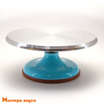 Подставка для торта вращающаяся, металл, D-29см  h-11см, Голубая