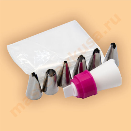 Набор кондитерский, (2 мешка 31,5см + 6 насадок + адаптер)