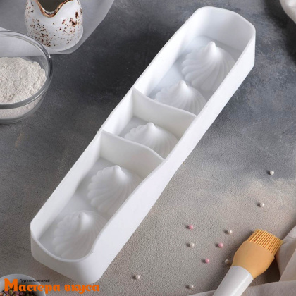 Форма силиконовая, для муссовых десертов ВЗБИТЫЕ СЛИВКИ, (5 фигур) 40*9,5*8 см