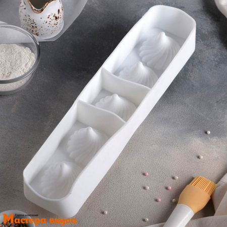Форма силиконовая, для муссовых десертов ВЗБИТЫЕ СЛИВКИ, (5 фигур) 40*9,5*8 см