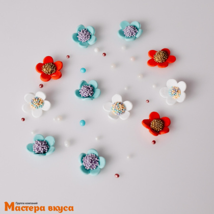 Сахарная фигурка (набор) ЦВЕТЫ НЕЗАБУДКИ №8, d~3см, набор 10-11 шт