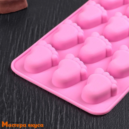 Форма для шоколада силиконовая  СЛЕДОЧКИ-ПЯТОЧКИ (Следопыт), (15 ячеек) 22*10*1,8 см
