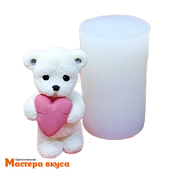 Молд силиконовый  3D МИШКА С СЕРДЦЕМ, изд 4,5*4*h7,8 см (шоколад~64гр)