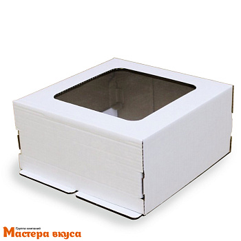 Короб для торта с окном 280*280*140 мм, белый (2-Д) АП