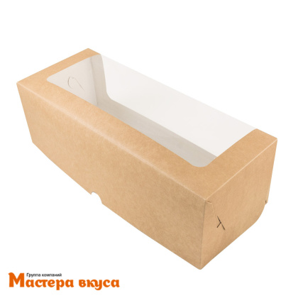 Упаковка для рулета с боковым окном 300*120*100 мм (крафт) 