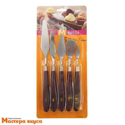 Набор палет-лопаток (мастихины) 22*2*1,5 см, металл с деревянной ручкой, набор 5 шт, "Деко"