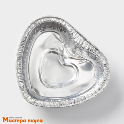 Форма алюминевая одноразовая Сердце 8*9 см h-2,5 см (100 мл) 