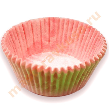 Капсула бумажная круглая, d-4см h-2,1см, "Тарталетки" 5 (розовая с рисунком), (миниупак ~60-65шт)