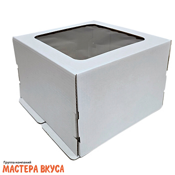 Короб для торта с окном 260*260*180 мм, белый,(2-Д) АП