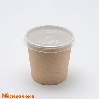 Упаковка-стаканчик для торта с собой "Cake to go" 365мл КРАФТ с прозр. крыш, h-85 d-10см