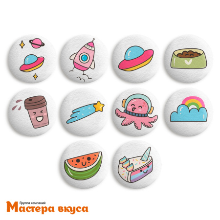 Сахарные медальоны  мини ВРЕМЯ ПРИКЛЮЧЕНИЙ (упак 5 шт)