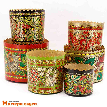 Форма бумажная для кулича ( 75г) d60*h45 мм ХОХЛОМА