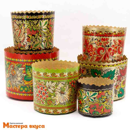 Форма бумажная для кулича ( 75г) d60*h45 мм ХОХЛОМА