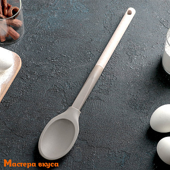Ложка кулинарная силиконовая 35,5 см, с пластиковой ручкой "Стоун"