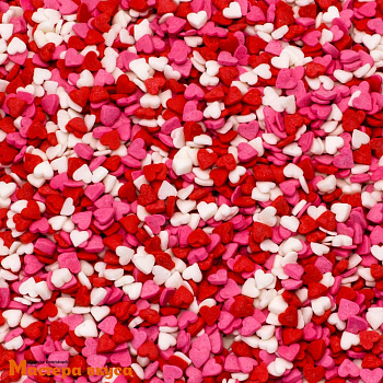 Посыпка Сердечки Красные-белые-розовые (мини), упак 750 гр