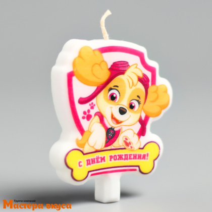 Свеча  С ДНЕМ РОЖДЕНИЯ мульт Щенячий патруль Скай, (h-6см)  ©