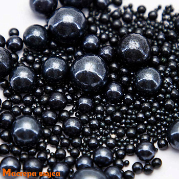 Посыпка Шарики сахарные Жемчуг ЧЕРНЫЙ (микс d2,3,5,7,10мм), 50гр