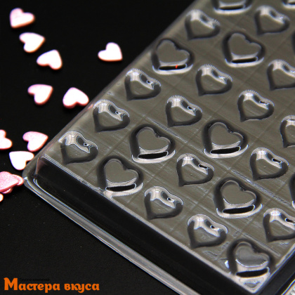 Форма для шоколада пластиковая, плитка СЕРДЦА, 165*95 мм 